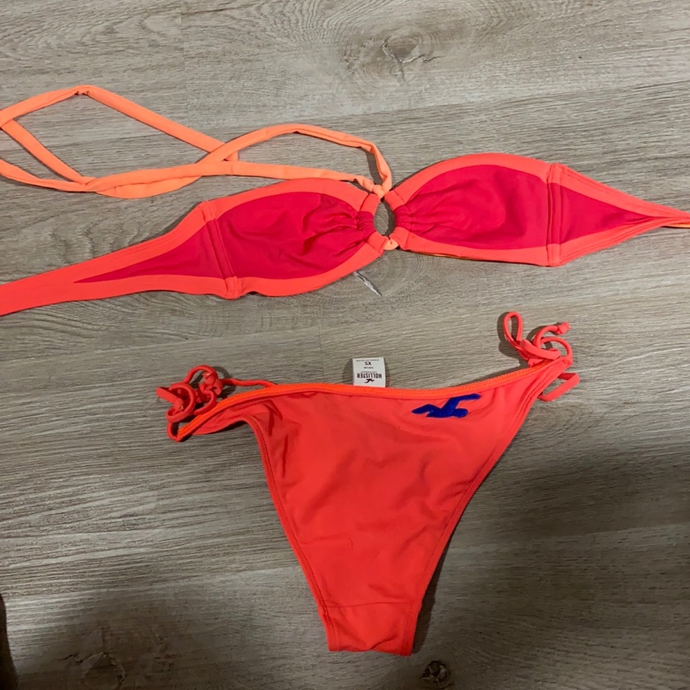 Neon Orange Hollister Bikini Top & Bottom; Size XS